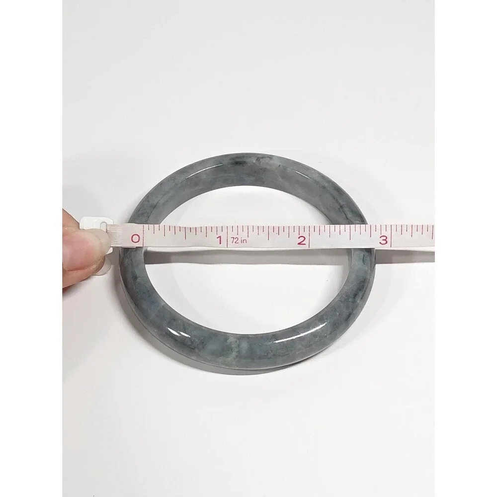 Natural Jadeite Jade Bangle Bracelet Dark Grey 2.5